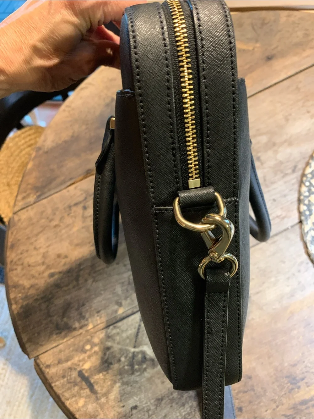 Like New Kate Spade Saffiano 13” Black Leather Laptop Bag with Shoulder Strap